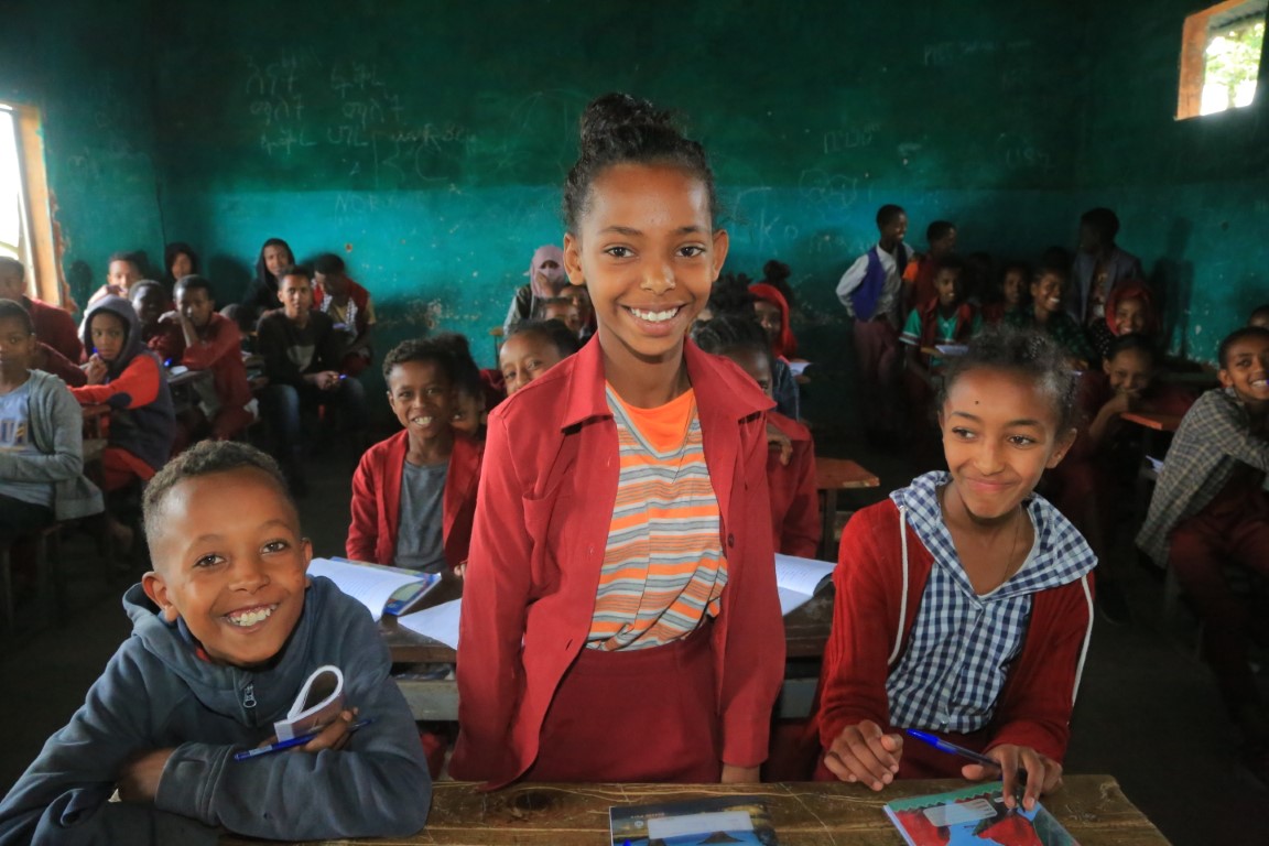 Kinder in einer Schule in Ginchi in Äthiopien