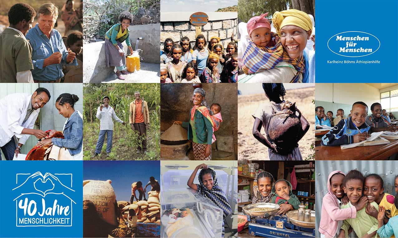 Verschiedene Fotos mit Menschen aus Äthiopien.