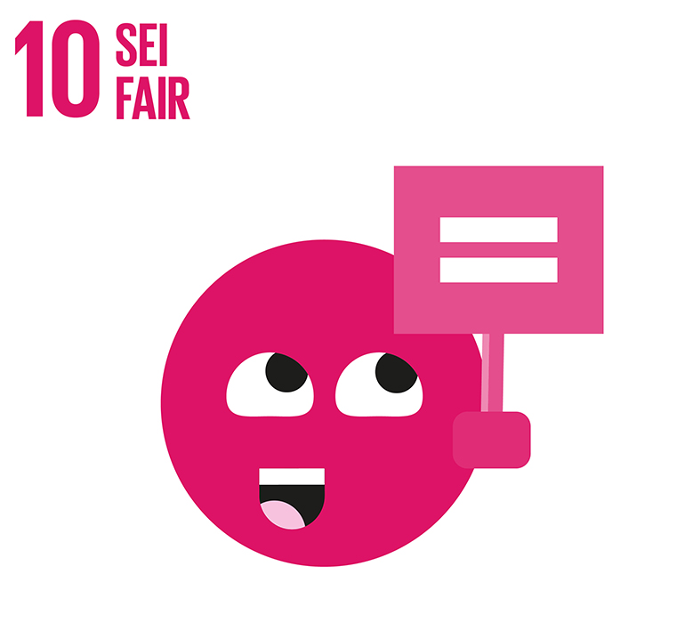 Rosa Kreis mit Gesicht- sei fair.