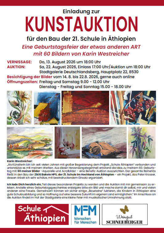 Einladung zur Auktion des Vereins „Schule Äthiopien“.