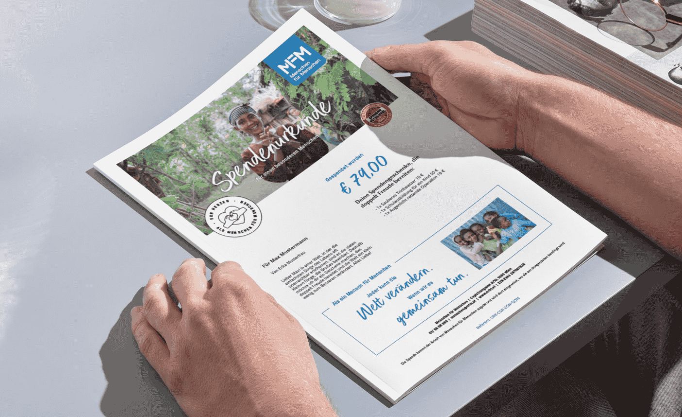 Screenshot der Spendenurkunde von Menschen für Menschen