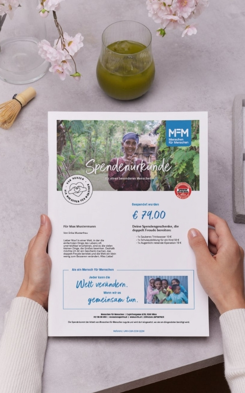 Screenshot der Spendenurkunde von Menschen für Menschen