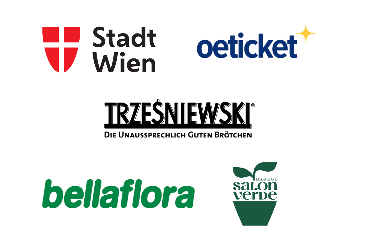 Logos der Unterstuetzer des Events im Wiener Rathaus.