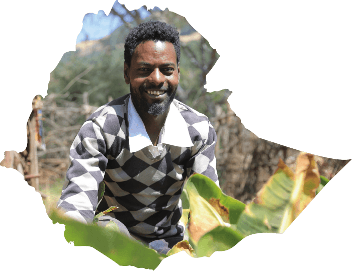 Mann im Feld in Äthiopen in einem Äthiopienausschnitt